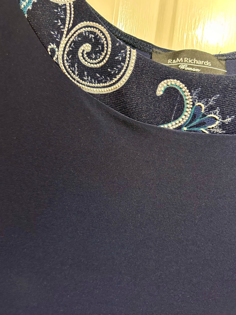 R&M Richards Navy and Teal Paisley Layered Dress Set - Picture 8 of 13
